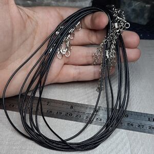 9pc Black Waxed Nylon Cord Necklaces